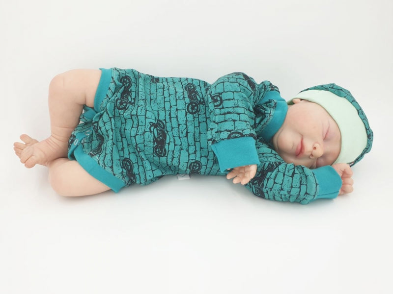 Atelier MiaMia Body with short and long sleeves, also available as a Baby Set Blue Biker 17