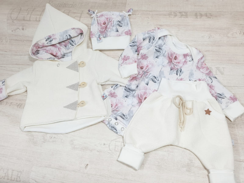 Atelier MiaMia Cool bloomers or baby set short and long waffle cream stars 29