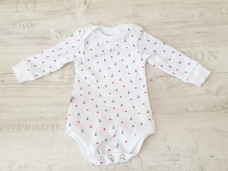 Atelier MiaMia Body with short and long sleeves, also available as a baby set Anchor Stars No. 2
