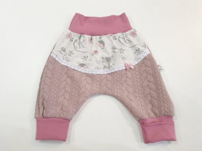 Atelier MiaMia sweetie bloomers or baby set short and long fox and hedgehog pink knit 5